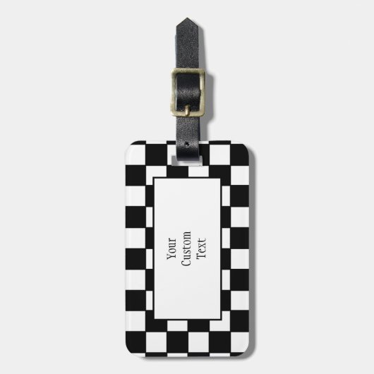 Checkboard in Schwarz-Weiß-Gepäck Gepäckanhänger (Vorderseite vertikal)