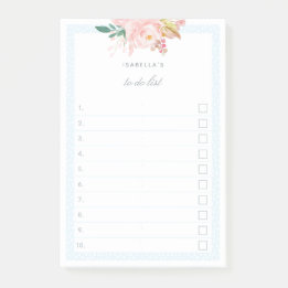 Checkbox für pastellblaue Wasserfarben-Peonings Post-it Klebezettel