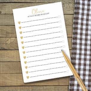 Checkbox-Liste für schwarzes und goldenes Herz Post-it Klebezettel