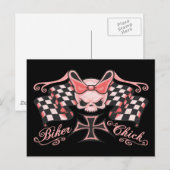 Checked Biker Chick Postkarte (Vorne/Hinten)