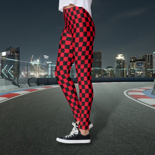 Checked Black and Red Leggings