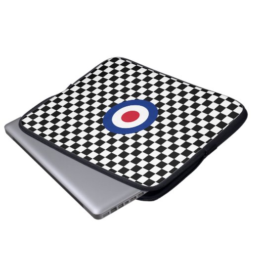 Checked Black Racing Target Mod Laptopschutzhülle (Vorne Knopf)