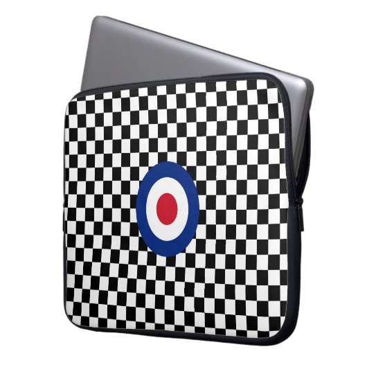 Checked Black Racing Target Mod Laptopschutzhülle (Vorderseite Links)