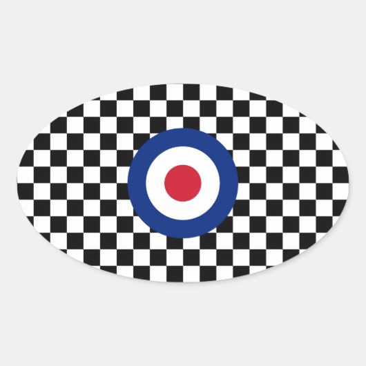 Checked Black Racing Target Mod Ovaler Aufkleber (Vorderseite)