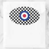 Checked Black Racing Target Mod Ovaler Aufkleber (Tasche)