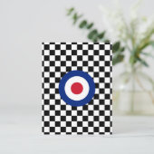 Checked Black Racing Target Mod Postkarte (Stehend Vorderseite)