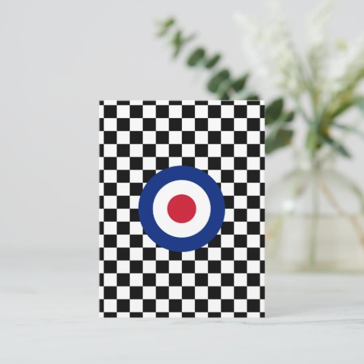 Checked Black Racing Target Mod Postkarte (Stehend Vorderseite)