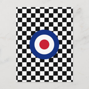 Checked Black Racing Target Mod Postkarte