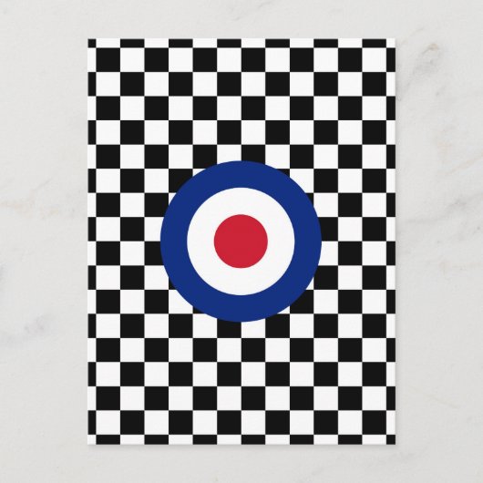 Checked Black Racing Target Mod Postkarte (Vorderseite)