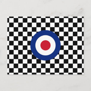 Checked Black Racing Target Mod Postkarte