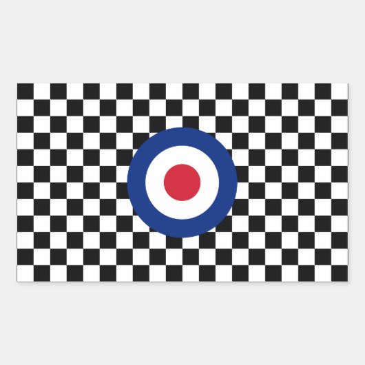 Checked Black Racing Target Mod Rechteckiger Aufkleber (Vorderseite)