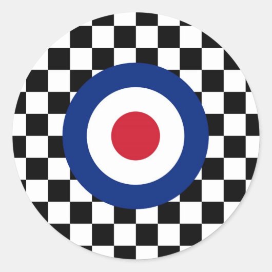 Checked Black Racing Target Mod Runder Aufkleber (Vorderseite)
