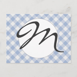 Checked Blue Gingham Classic Postkarte