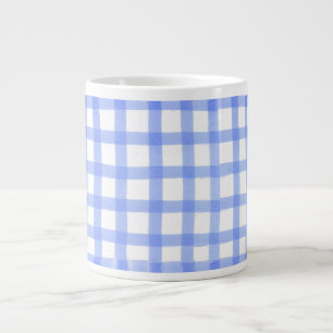 "Checked Blue & White" Jumbo-Tasse für große Tas