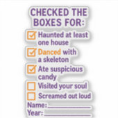 Checked Boxen der Halloween-Checkliste ungewöhnlic Aufkleber (Vorderseite)