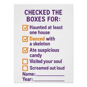 Checked Boxen der Halloween-Checkliste ungewöhnlic Poster