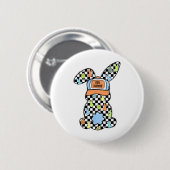 Checked Bunny Oaster Day Coquette Bows Rabbit Ha Button (Vorne & Hinten)