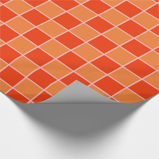 Checked Checked Checkerboard Checked Karo Orange Geschenkpapier (Ecke)