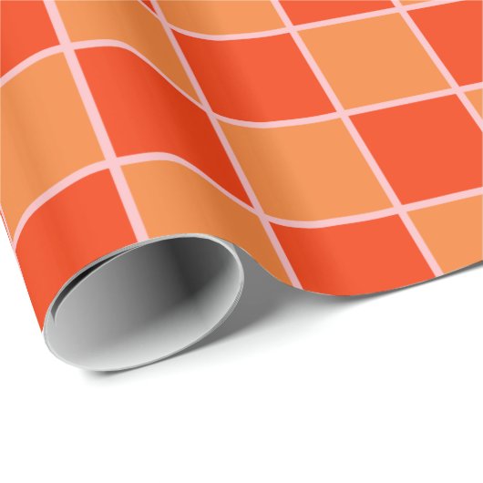Checked Checked Checkerboard Checked Karo Orange Geschenkpapier (Rolleneckpunkt)