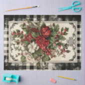 Checked Christmas Florals Seidenpapier (Basteln)