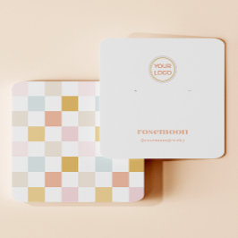 Checked Earring Display Card Quadratische Visitenkarte