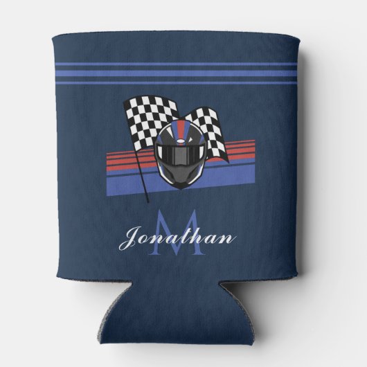 Checked Flag & Helmet Motorrad Individuelle Name C Dosenkühler (Rückseite)