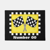 Checked Flag Race Number Personalisiert Black Fußmatte (Vorderseite)