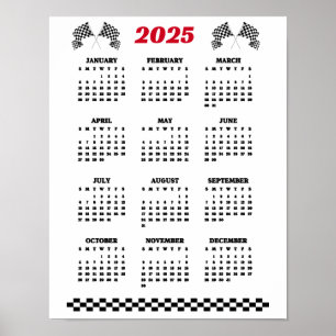 Checked Flags 2025 Calendar Poster