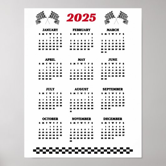 Checked Flags 2025 Calendar Poster (Vorne)