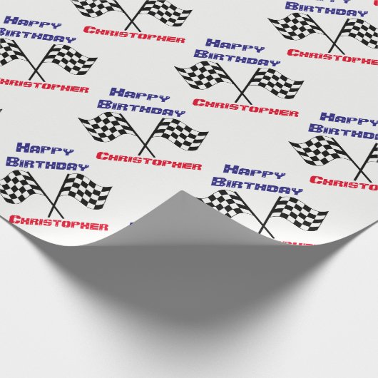 Checked Flags Happy Birthday Personalisiert Gesche Geschenkpapier (Ecke)