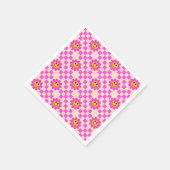 Checked Hot Pink Lächeln Blume mit Quadraten Serviette (Ecke)