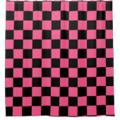 Checked Hot Roink und Black Duschvorhang (Vorderseite)