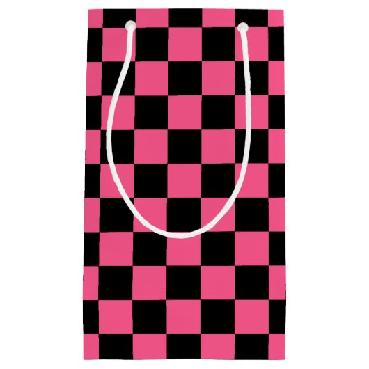 Checked Hot Roink und Black Kleine Geschenktüte (Vorderseite)