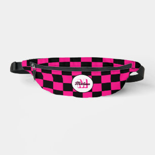 Checked Hot rosa Schwarz Retro Monogram Bauchtasche