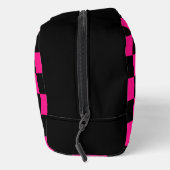 Checked Hot rosa Schwarzes geometrisches Retro Mon Waschbeutel (Rechts)