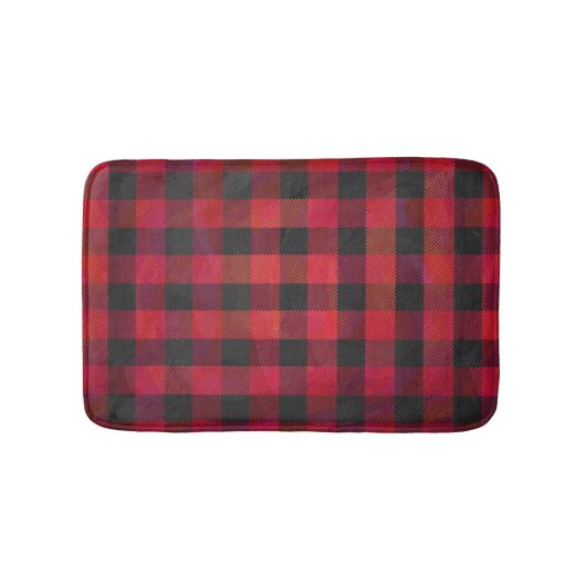 Checked Kariert Red and Black Badematte (Vorderseite)