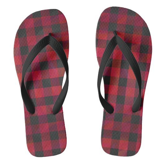 Checked Kariert Red and Black Badesandalen (Fußbett)