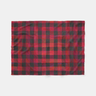 Checked Kariert Red and Black Fleecedecke