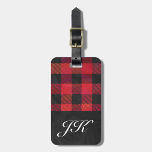 Checked Kariert Red and Black Gepäckanhänger