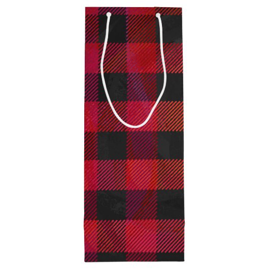Checked Kariert Red and Black Geschenktüte Für Weinflaschen (Rückseite)