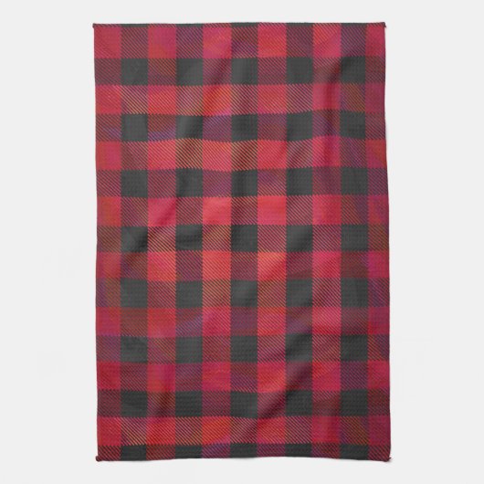 Checked Kariert Red and Black Geschirrtuch (Vertikal)