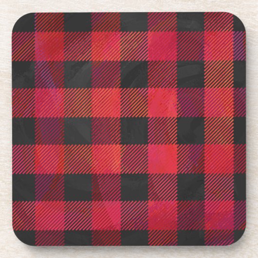 Checked Kariert Red and Black Getränkeuntersetzer (Vorderseite)