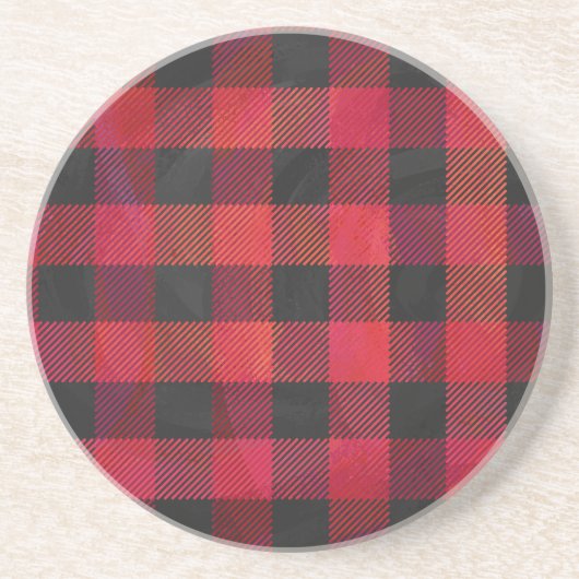 Checked Kariert Red and Black Getränkeuntersetzer (Vorne)