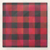 Checked Kariert Red and Black Glasuntersetzer (Vorderseite)