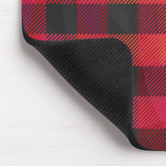 Checked Kariert Red and Black Mousepad (Ecke)