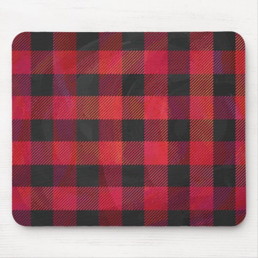 Checked Kariert Red and Black Mousepad (Vorne)