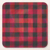 Checked Kariert Red and Black Rechteckiger Pappuntersetzer (Vorderseite)
