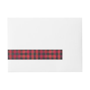 Checked Kariert Red and Black Rundum-Adressaufkleber
