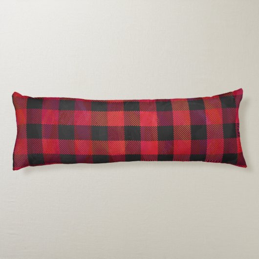 Checked Kariert Red and Black Seitenschläferkissen (Rückseite)