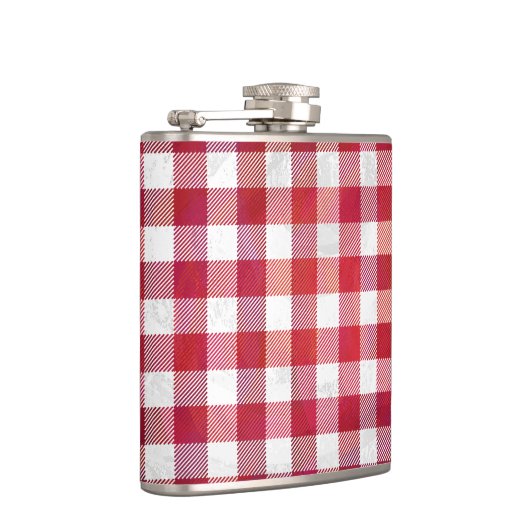 Checked Kariert Red and White Flachmann (Rechts)